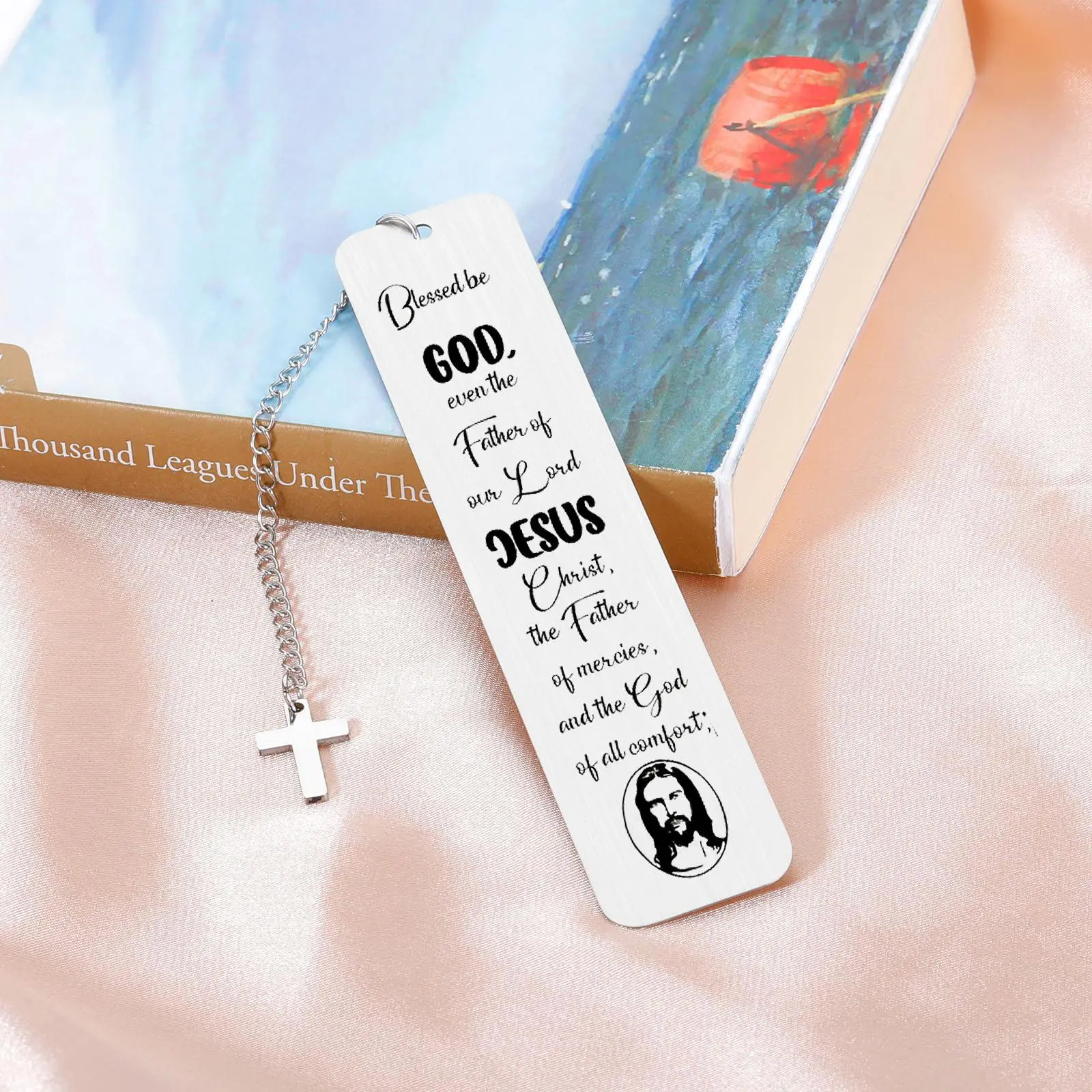 Stainless Steel Bookmark, 1 Count Bible Verse Bookmark with Chain, Book Mark for Book Lovers, Ideal for Birthdays