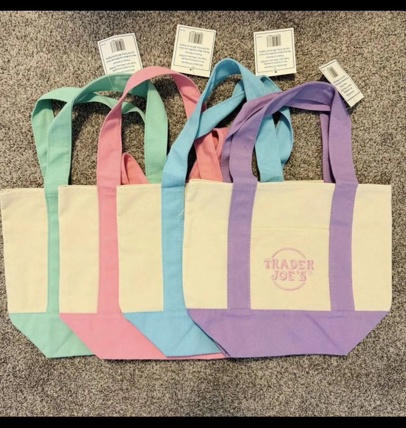 Trader Joes Mini Pastel Tote Bags