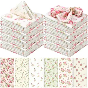 Floral Cloth Napkins 6 Patterns Washable Dinner Tea Party Napkins Reusable Plant Flowers Square Napkin Cotton Towel Decorative for Summer Wildflower Party(Pink Rose,12 Pcs)