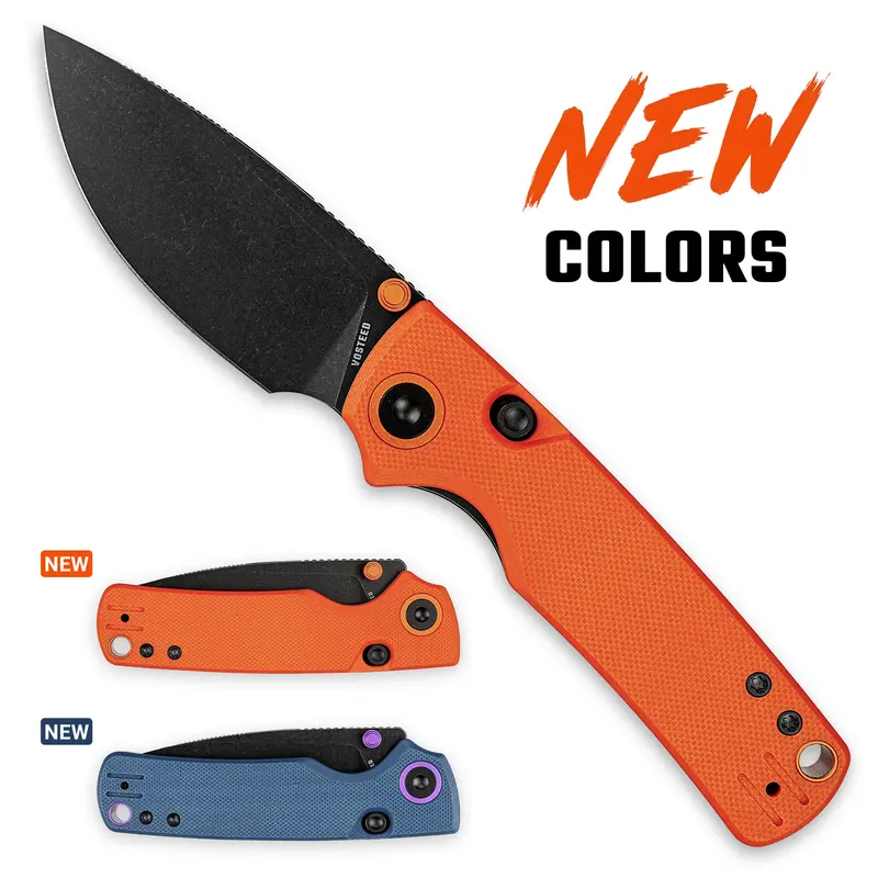 Vosteed Porcupine Thumbstud EDC Pocket Knife - 2.99" 14C28N Blade - Top Liner Lock, Thumb Hole Micarta/G10 Handle - Camping, Hiking Knives