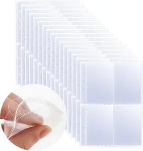Photocard Sleeves 50 Pack 400 Pockets 6 Ring A5 Binder Sleeves 2.5x3.5 Inch Double-Sided 4 Pocket Page Protector for  Cards, Photos, Postcards