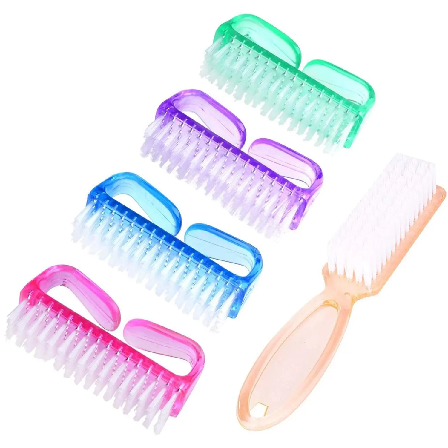 5 Pack Nail Brush Set for Cleaning Fingernails, Soft Bristle Gentle Hand Nail Scrub Brush with Handle, Multicolor Manicure Pedicure Brush, Nail Art Tools for Nails, Toenails, Fingernails, Foot, Nail Art, Garden, Workshop, Home Cleaning, Nail Supplies