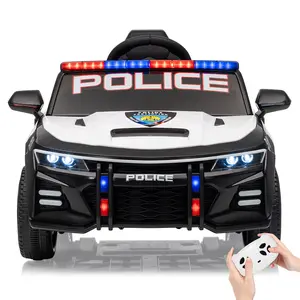 12V Kids Police Car Ride-On with Remote Control, Flashing Lights, Siren Sounds, Music & Suspension, Electric Toy Vehicle for Kids