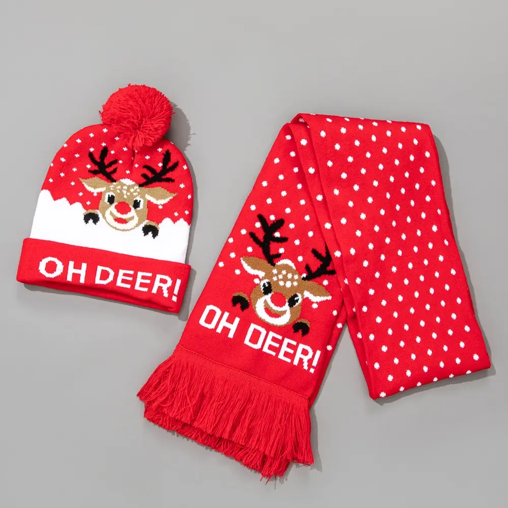 2pcs Christmas Hat Christmas Scarf Christmas Knitted Christmas Party Outdoor leisure hat beanies autumn winter caps for women