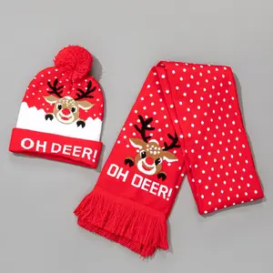2pcs Christmas Hat Christmas Scarf Christmas Knitted Christmas Party Outdoor leisure hat beanies autumn winter caps for women