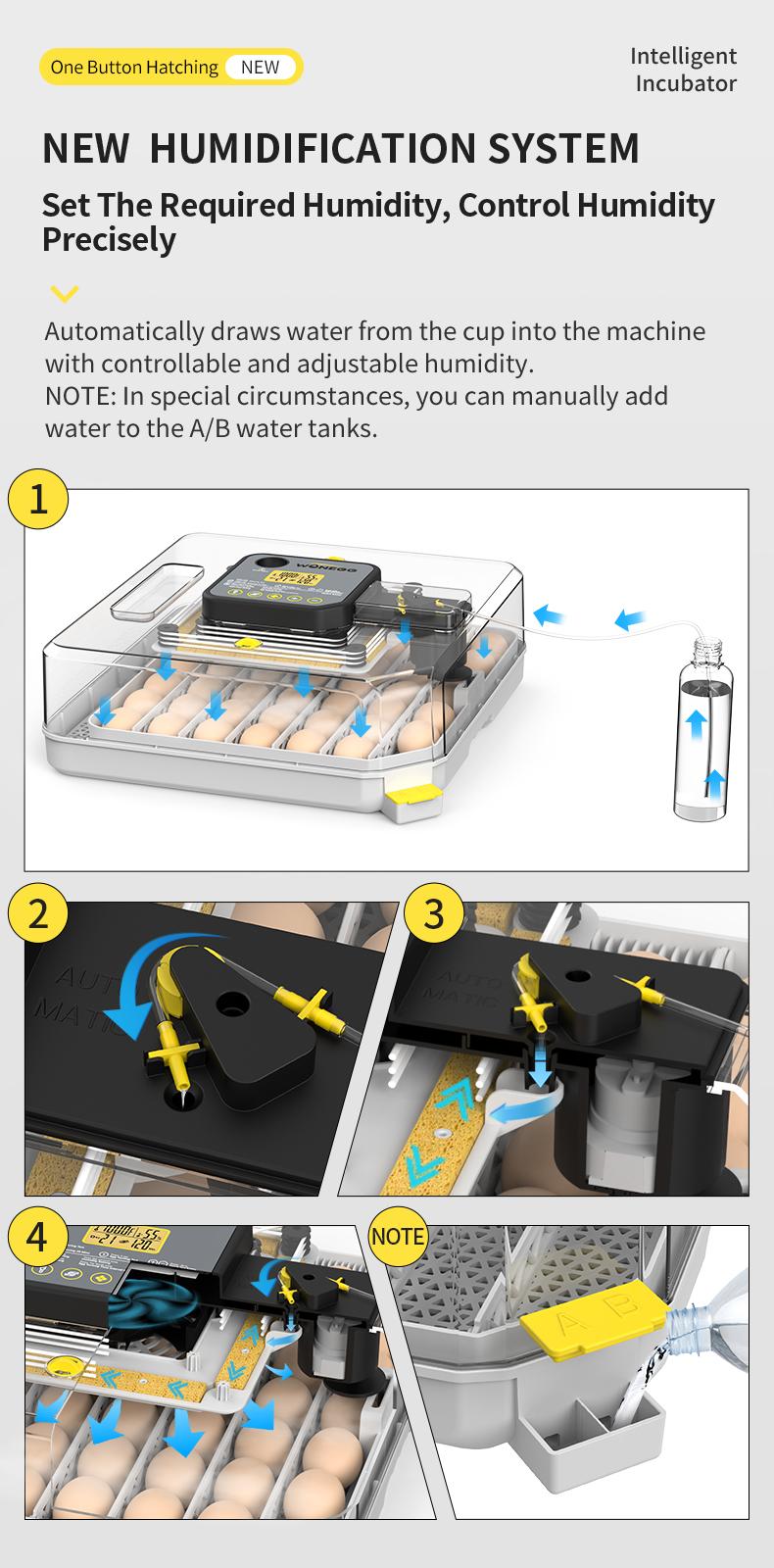48 Egg Incubator for Hatching Eggs,Automatic Egg Turning and Humidity Control, with Automatic Water Serving,360° View Poultry Incubator for Hatching Chicken Duck Quail Parrot