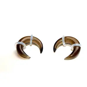 Smoky Glass Septum or Ear Pincher, Dark Brown Glass, Sold Per Piece
