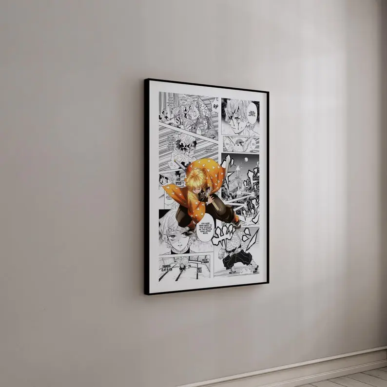 Demon Slayer Manga Poster anime - Zenitsu Agatsuma - Curated Manga Panels - Digital Print Gift for Fans - No Frame