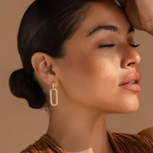 Pave Link Hoops by Caitlyn Minimalist  - Removable Dangle Earrings - Statement Geometric Earrings - Perfect Sister Gift