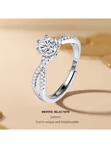 Garland Ball Diamond Ring, Double Row Hollow Six-Prong Inlaid Diamond, One-Carat Zirconia Ring for Women, Light Luxury Versatile High-End Ring