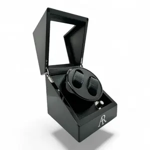 MACHER Black 2pcs automatic watch winder box (Carbon fiber guts)