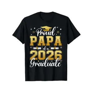 Men's Wear Proud Papa of a Class of 2026 Graduate Senior Graduation T-Shirt, Trendy Casual Men Women T-shirt, Funny Birthday Party Gift for Men Women, 100% Cotton Shirt S-XXXL