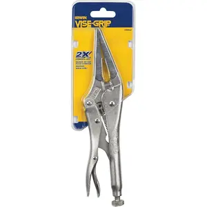 Irwin Vise Grip 1502L3 Long Nose Locking Pliers with 2X Longer Lifespan and Grip Enhancer