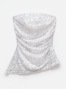 Women's Sequin Embellished Bodycon Tube Top, Fashionable and Sexy Style for Concerts, Parties and Clubs