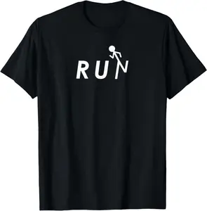 Stick Figure Runner Running Funny 5K Runners Marathon Casual Short Sleeve Cotton T-Shirt