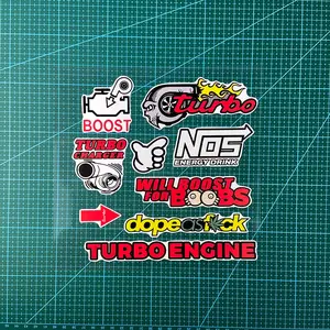 1SET Car Modification TURBO BOOST Sticker Set Turbo Decal For Car Body, Motorcycle Tank, Laptop Case, Skateboard, Luggage Cool Mod Style With BOOST/TURBO Elements Cross-border Hot Car Decor Adds Coolness Fits Items Top For Mod Fans