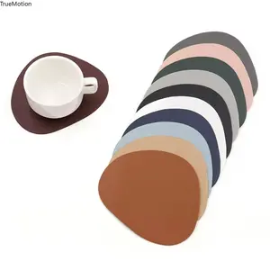 Round Faux Leather Placemats and Coasters Set - Heat Resistant Non-Slip Washable Table Mats for Dining, Kitchen & Coffee Table