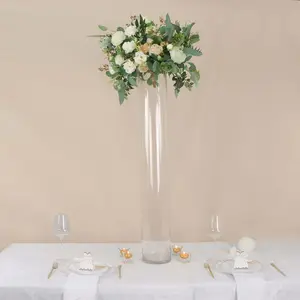 2-Pack Glass Flower Vases Heavy Duty Cylinder Design 40" Clear - Durable Centerpieces for Events