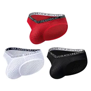 Sexy Mesh V-Belt Men's Triangle Briefs Quick Dry Breathable U-Shaped Low Waist Underwear for Active Wear