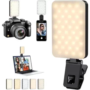 SQ-RDL001 Selfie Light for iPhone,Portable Phone Clip on Light,Rechargeable LED Ring Light for Phone,Video Recording,Camera,Laptop,TikTok,Tablet,Vlog,Computer,5 Lighting Modes,80 LED High Power