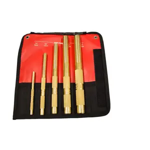 Mayhew Tools MAY-67003 5-Piece Brass Drift Punch Kit Set, DIY Woodwork Hardware Repair Hand Tool, Tool Kit Set