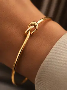 Fashionable Knot Design Cuff Bangle, Titanium Steel Jewelry for Women for Party, Daily Clothing Decor, Trendy All-match & Exquisite Jewelry for Birthday Gift