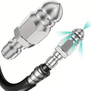 Sewer Cleaning Tool High-Pressure Nozzle, Aluminium Alloy Pressure Washer Drain Jetter Nozzle with 1/4" Quick Connect, Heavy Duty Clog Remover for Home Plumbing Kitchen Bathroom Shower Drain, Home Improvement Cleaning Accessories, Sewer Jetter Nozzles
