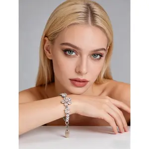 LuminaME Diamond Petal-Simple Oval Bracelet Vintage Retro Bangle Light Luxury & Premium Elegant Women's Jewelry with Floral Motifs and Adjustable Fit Inner Energy birthday gift for gf