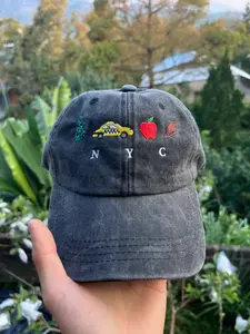 NYC Embroidered Washed Hat - American New York City Minimalist Embroidered Cap Merch - Casual Wear Washable Material Versatile for Everyday Use -  Gifts
