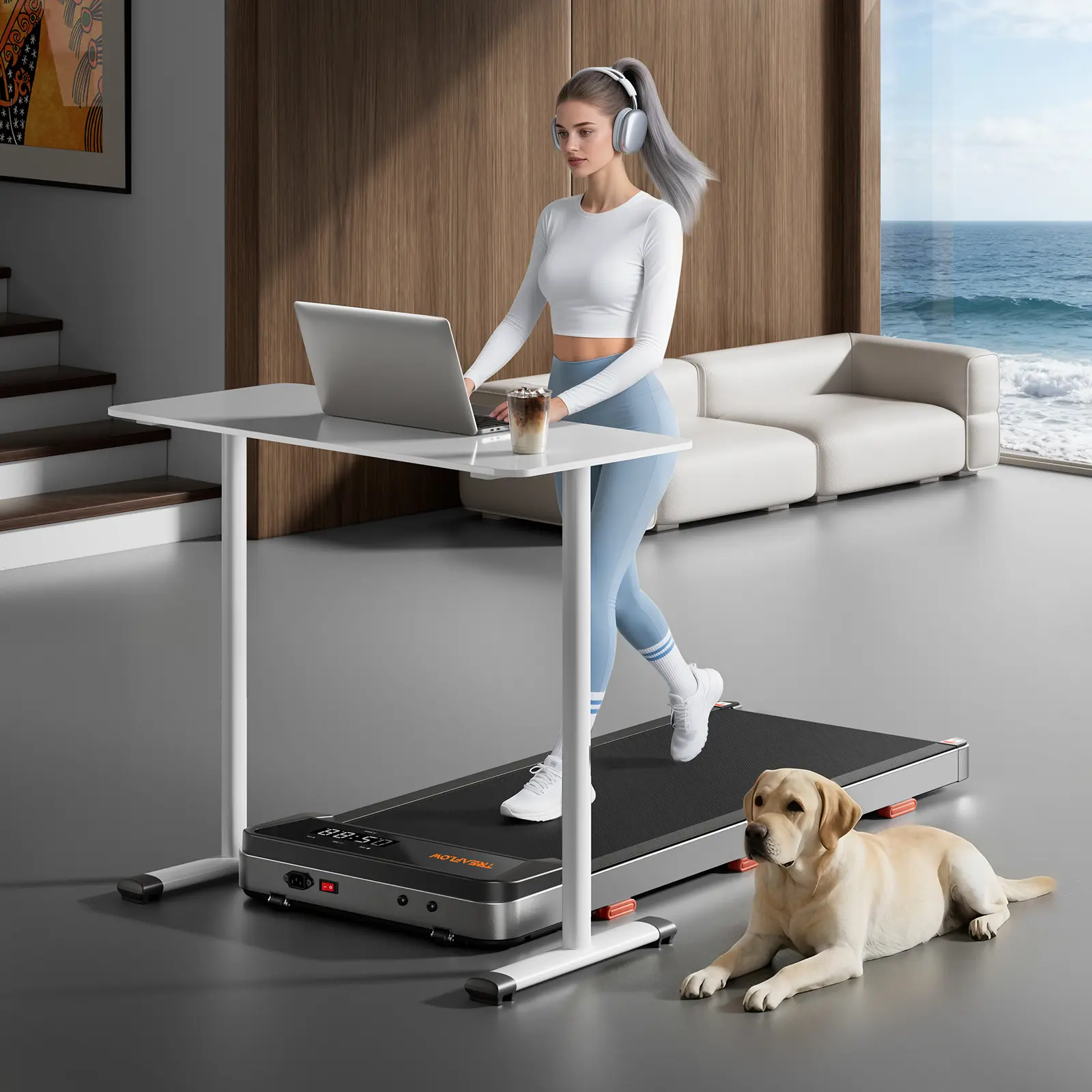 JC Smart Walking Pad, 2.5HP Power Home Gym Treadmill, Portable Incline Treadmill for Home, Under Desk Machine with Remote Control, LED Display, 265 Lbs Capacity for Office Workouts, Incline Treadmills For Home