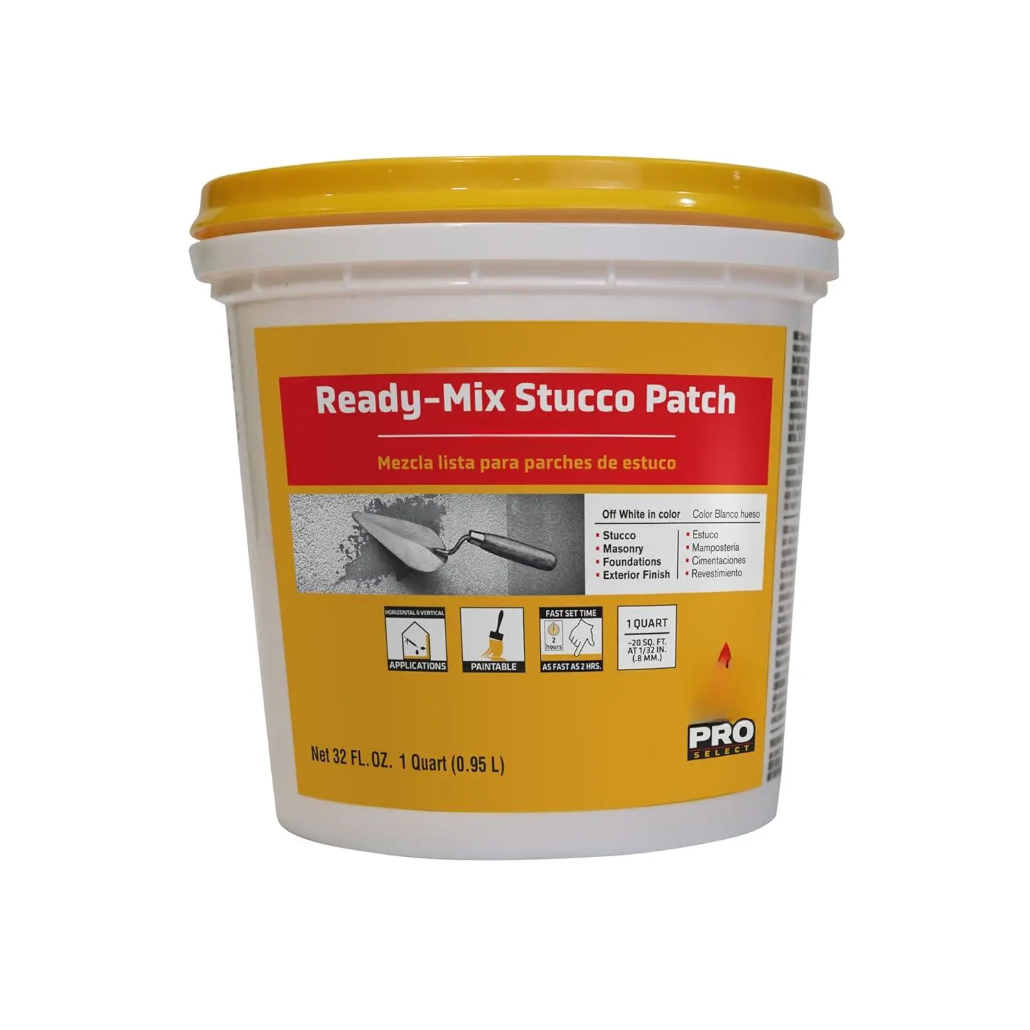 cryl - Stucco Repair Ready-Mix Patch  White spalls/Large Cracks in Interior/Exterior Acrylic-Based Textured 1 qt
