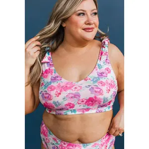 Caribbean Dreams Bikini Swim Top- Pink & Purple Floral