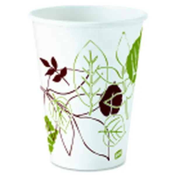 Dixie Foods Nature Theme Pathway Design Pre-Packed Sturdy 12 oz Hot Cups, White Poly-Liner Hot Compostable Disposable Cups for Coffee Bar Espresso Drinks, 25-Pcs Pack