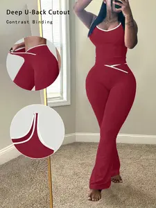 Women's Slim Fit Plain Solid Vest Long Pants Set Outfit, Casual Fitted Suit for Daily Wear, Stylish Outerwear for Women