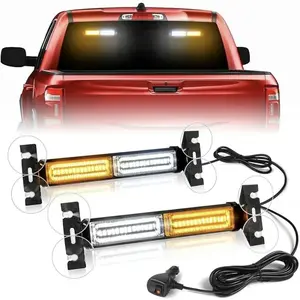 2-In-1 Suction Cup Flashing Light, Front & Rear Glass Warning Lamp, LED Decorative Strip Light Bar Car with Multiple Modes, Aluminum Parts