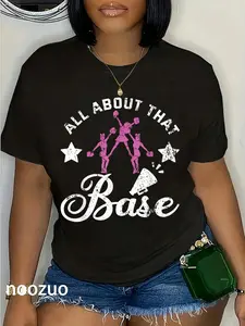 100% Cotton Women Squad Funny Cheerleading All About That Base Cheer T-Shirt