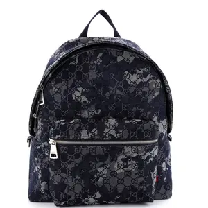 Pre-owned GUCCI Denim Backpacks Zip Front Pocket Backpack Camouflage GG by Rebag