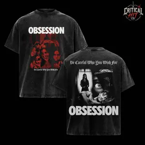 Vintage Obsession One Wish Willow Acid Wash Oversized T-Shirt, Obsession Movie Inspired Horror Graphic Tee, Premium Heavyweight Cotton Dark Romance Top, Retro Psychological Thriller Aesthetic Unisex Fan Merch, TikTok Viral Tee Gift for Horror Movie Lovers