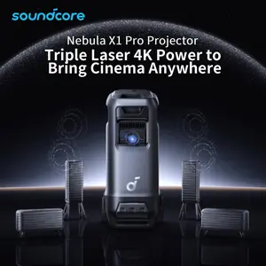 Nebula X1 Pro Triple Laser 4K Home & Outdoor Cinema Projector, 3500 ANSI Lumens Mobile Theater, 7.1.4 Spatial Sound, Official Dolby Atmos, Optical Zoom, 56000:1 Contrast, Intelligent Setup