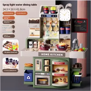 Large Plastic Kitchen Toy Set: A realistic cooking simulation set featuring a spray nozzle, lights, and sound effects that dispenses water—perfect for children’s role-playing games, gift sets, and pretend play toys