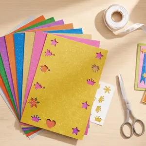 A4 Size 250g Gold Glitter Craft Paper 10 Sheets Colored Metallic Special Paper for Christmas Card Making Scrapbooking
