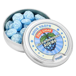 Sour Drops Zero Sugar Blue Raspberry Sours - Bold Tangy Sour Hard Candies 60g Plant-Based Natural Colors California Made