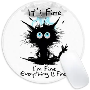 Black  Round  Pad,Funny Small  Pad with Non-Slip Rubber Base, Mat, Office Decor Desk Accessories,8.7inch Round  Pad