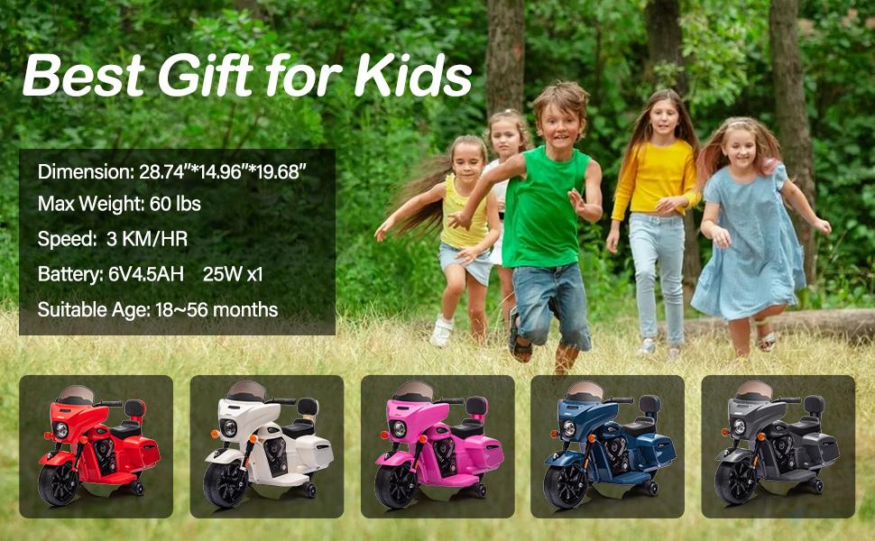 GARVEE 6V Electric Ride-On Motorcycle for Toddlers 1-3 with Licensed Design, USB, AUX, Music, and Headlight – Safe and Fun Dirt Bike for Early Riders