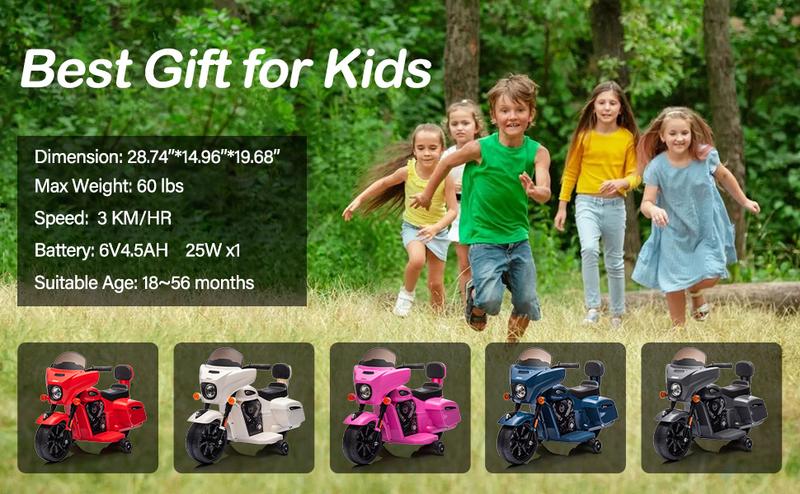 GARVEE 6V Electric Ride-On Motorcycle for Toddlers 1-3 with Licensed Design, USB, AUX, Music, and Headlight – Safe and Fun Dirt Bike for Early Riders