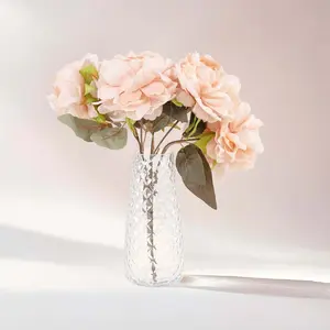 6-Pack Glass Urn Vases Diamond Crystal Cut Pattern 8.5" Clear - Transparent Design Floral Table Centerpieces