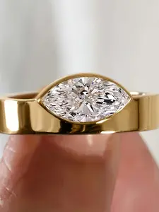 Women's Elegant Asymmetric Geometric Design Ring, Copper Material, All-Season Jewelry, Simple & Stylish Accessory, Marquise Cut Ring