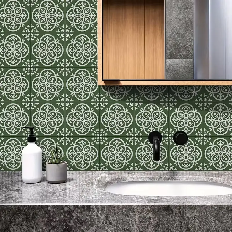 12/24 pieces retro Moroccan geometric tiles sticker - Self-adhesive vinyl backsplash paper for kitchen, bathroom and living room, peelable wall, traditional patterns, multi-colored home decor gift box, vintage aesthetics, glossy surface DIY lover's specia