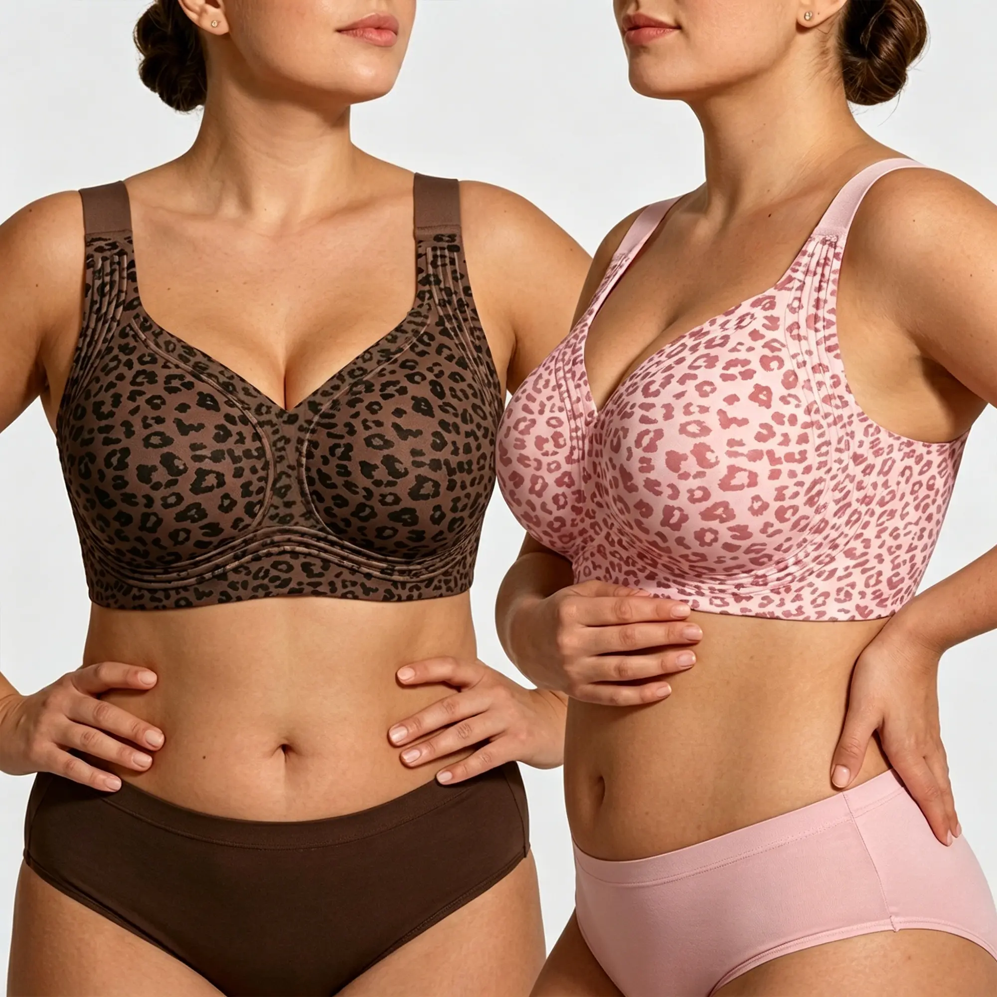 EssElegance Women's 3PCS Seamless Wireless Push Up Bras - Nylon Blend Deep V Neck Bralettes with Prints & Solids, Strappy Back Seamless Top Underwear for Women, Everyday Comfort Support, Hand Wash Friendly
