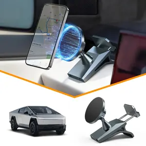 Phone Mount for Tesla Cybertruck 2026 2025 2024 The Ultimate Magnetic Phone Holder for Tesla Cybertruck Accessories | 360° Adjustable All-Metal Dash Mount with Strong Magnets Secure Clip-On Design Leaves No Residue | Compatible Phone with Magnetic Ring